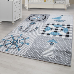 Children's carpet Children's room carpet with motifs Marine Kids 0510 gray blue