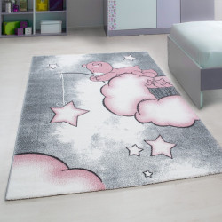 Children's carpet Children's room carpet with motifs Cat Kids 580 Pink
