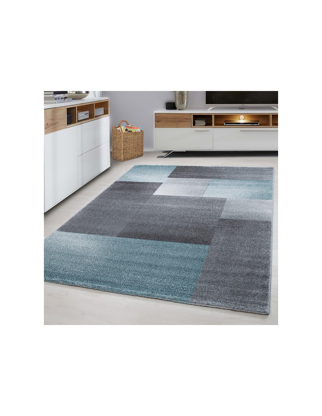Modern designer contour cut 3D living room rug LUCCA 1810 BLUE