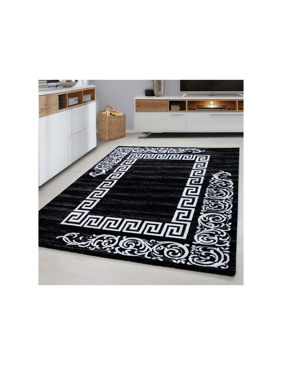 Modern designer living room rug Miami 6620 Black
