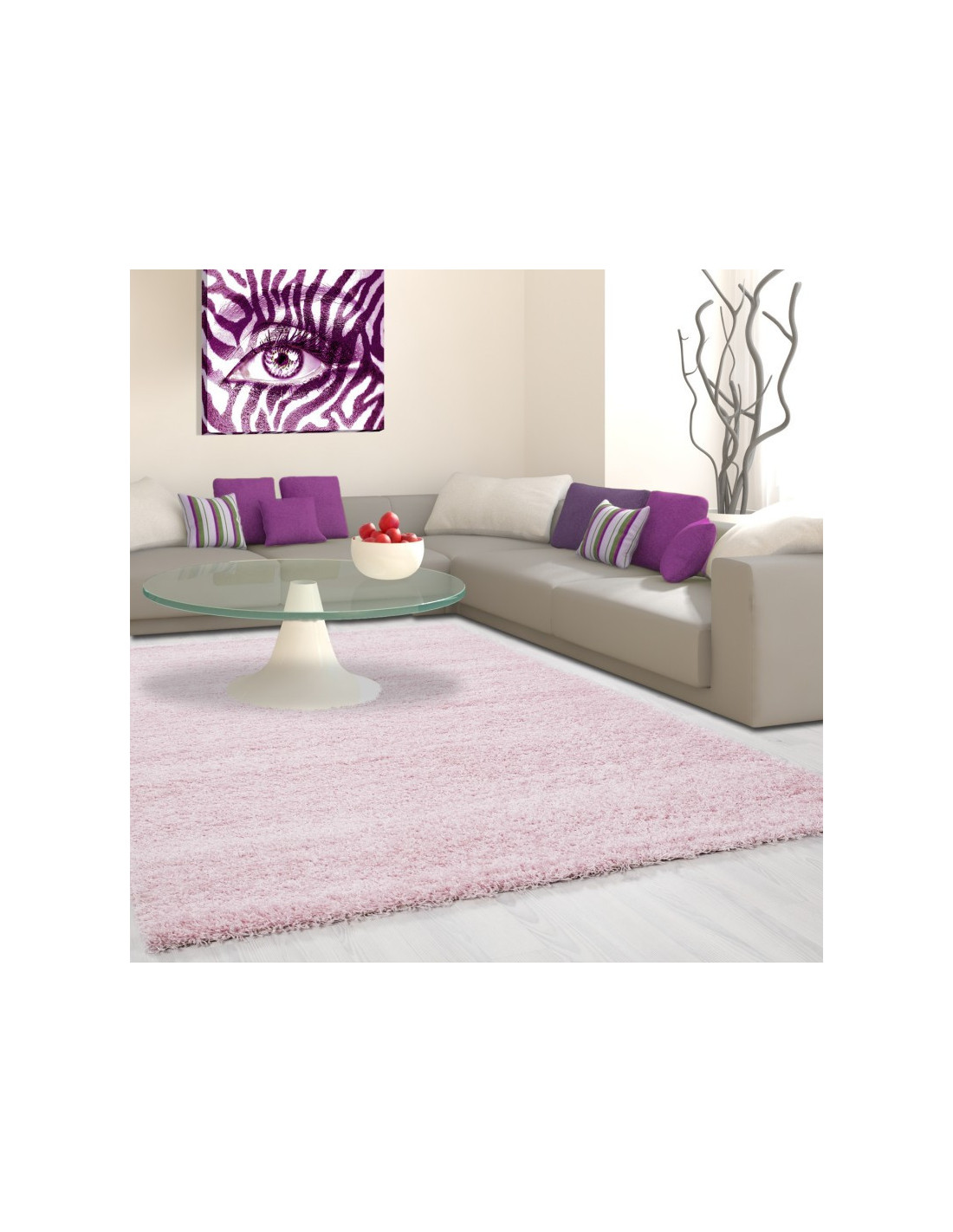 Shaggy matta, lugghöjd 3cm, enfärgad rosa