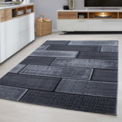 Designer living room youth room carpet wall motif checkered Plus 8007 Black