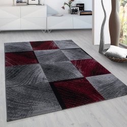 Modern designer living room youth room rug Plus 8003 checkered red