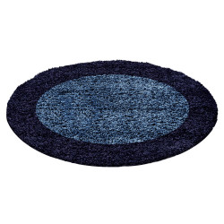 Alfombra lanuda, pelo largo, pelo largo, alfombra peluda de salón, pelo de 2 colores, altura 3 cm, azul marino