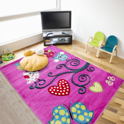 Alfombra infantil, alfombra para habitación infantil con motivos árbol mariposa niños 0420 violeta