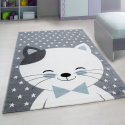 Children's carpet Children's room carpet with motifs cat Kids 550 Blue