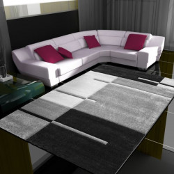 Tappeto da soggiorno 3D dal design moderno con taglio sagomato Hawaii 1310 grigio