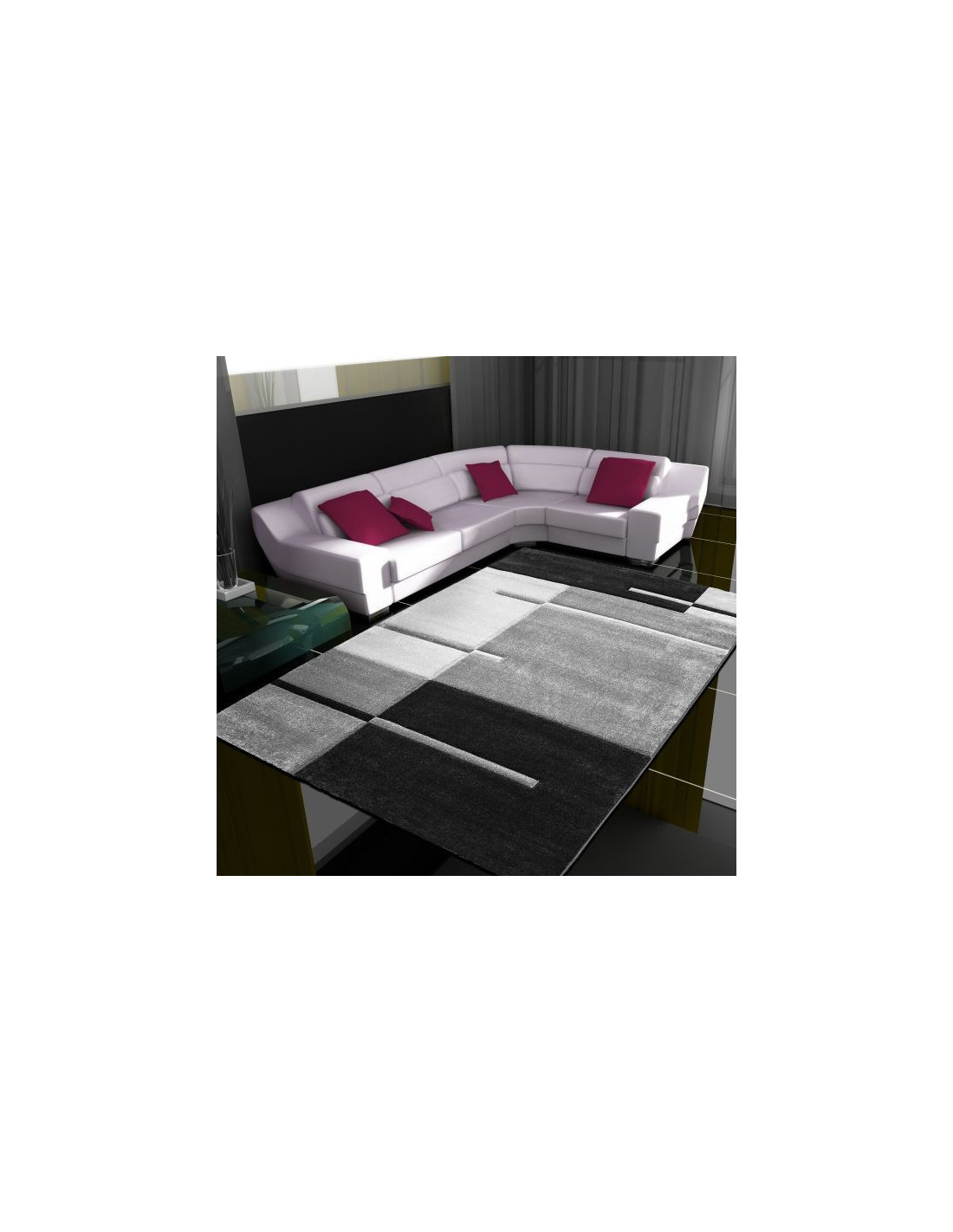 Tappeto da soggiorno 3D dal design moderno con taglio sagomato Hawaii 1310 grigio