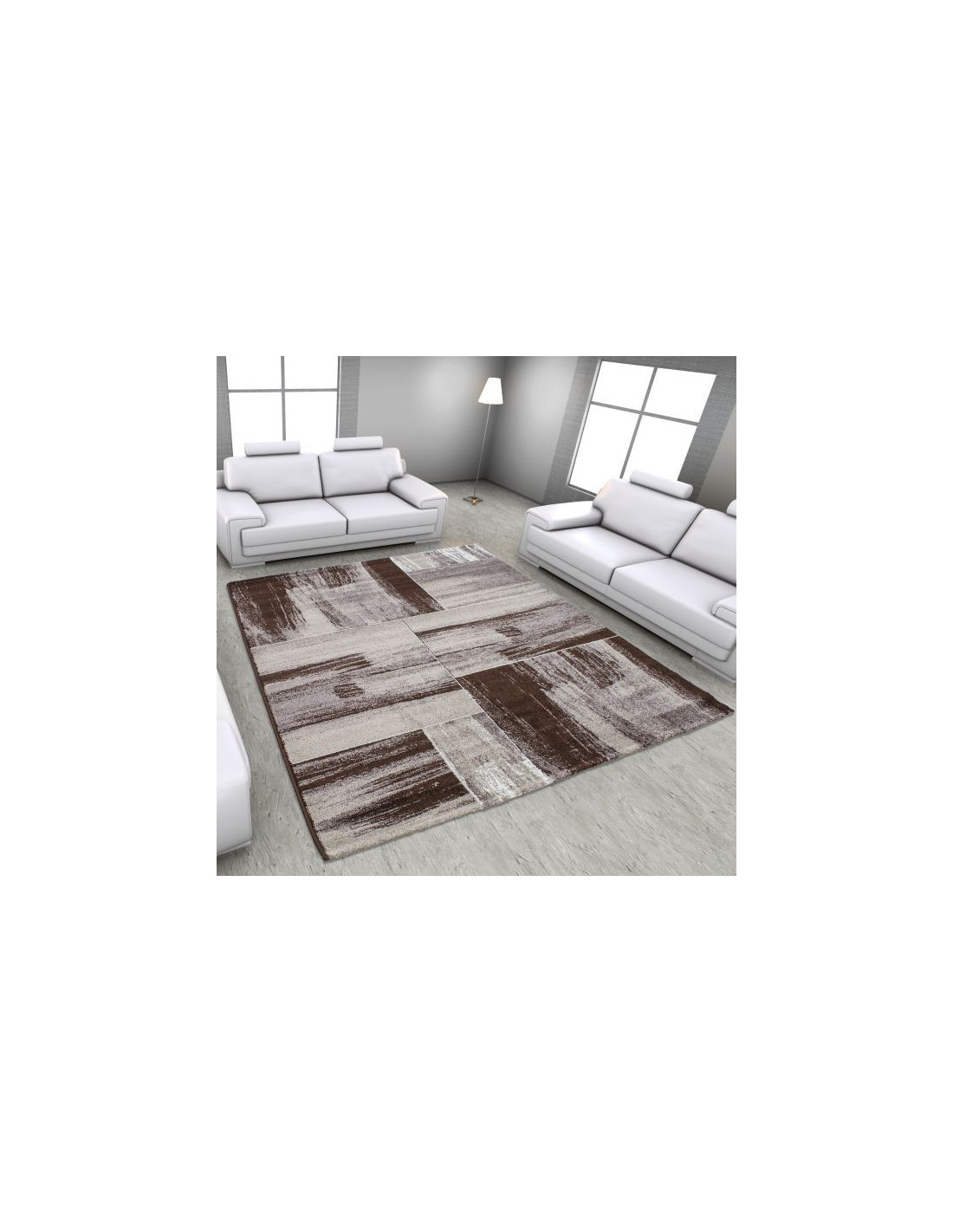 Modern designer living room rug Lima 1350 brown
