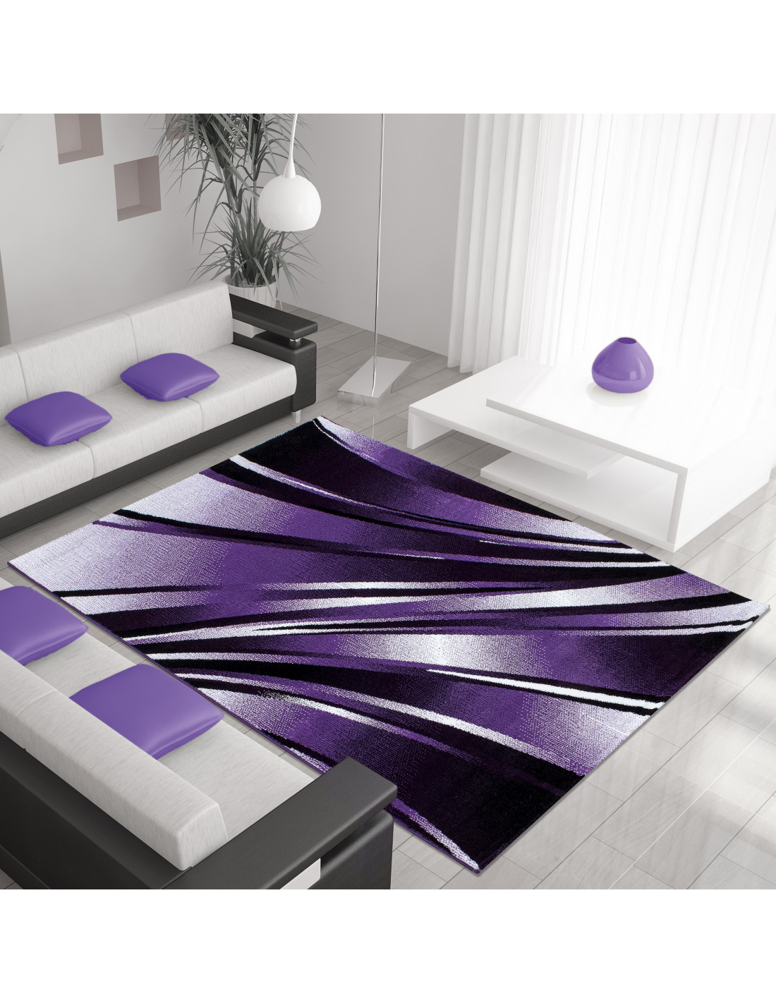 Alfombra de salón de diseño moderno Parma 9210 violeta