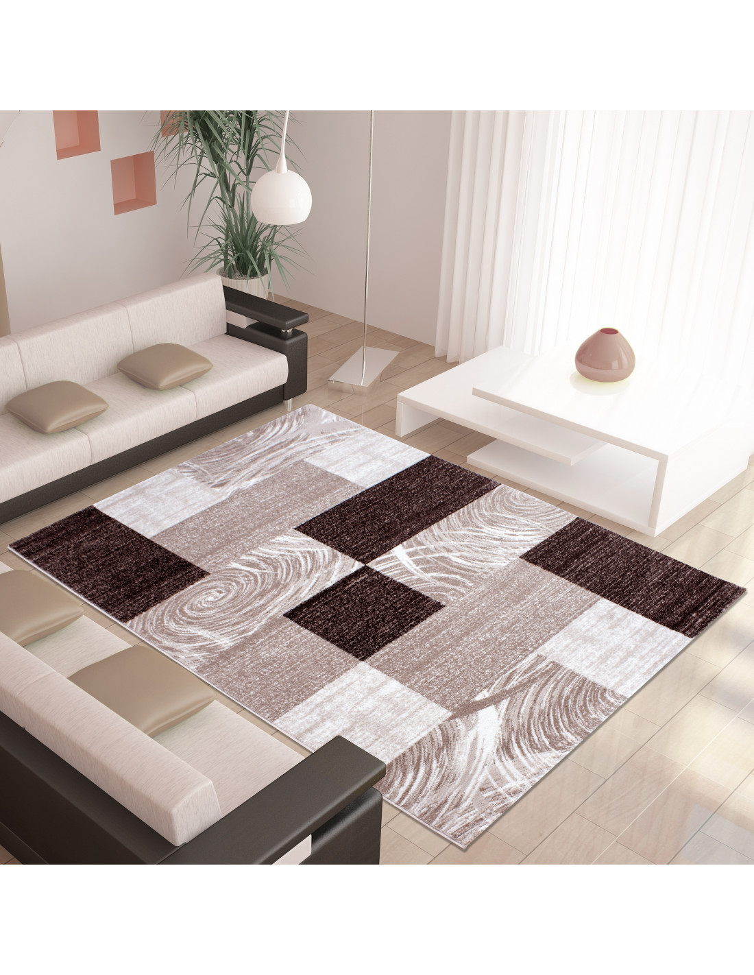 Modern designer living room rug Parma brown