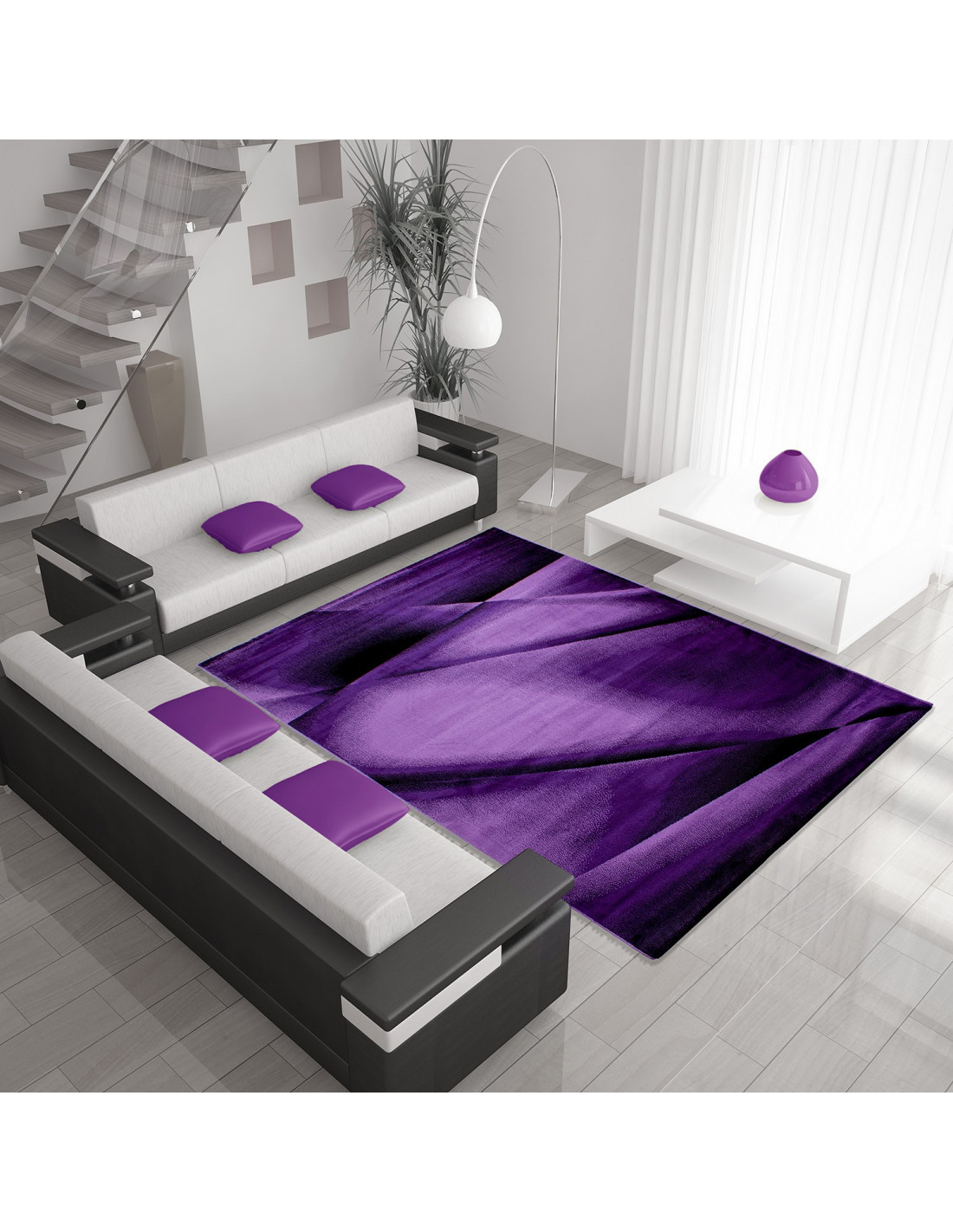 Moderner Designer Wohnzimmer Teppich MIAMI 6590 LILA