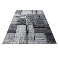 Modern designer living room rug with wood motif PARMA 9260 black-gray