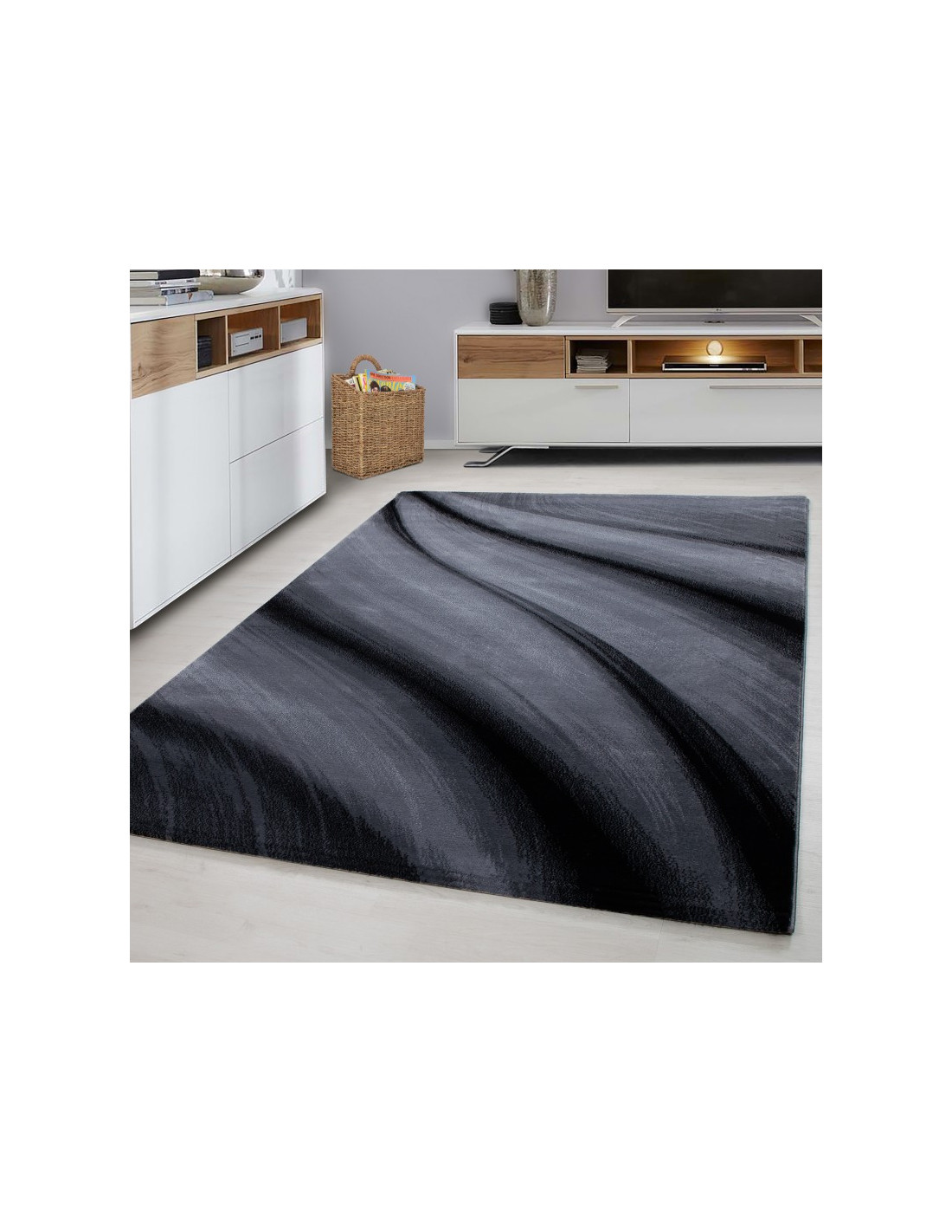 Modern designer living room rug Miami 6630 Black