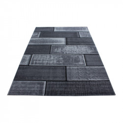 Designerski dywan do salonu młodzieżowy motyw ścienny w kratkę Plus 8007 Black