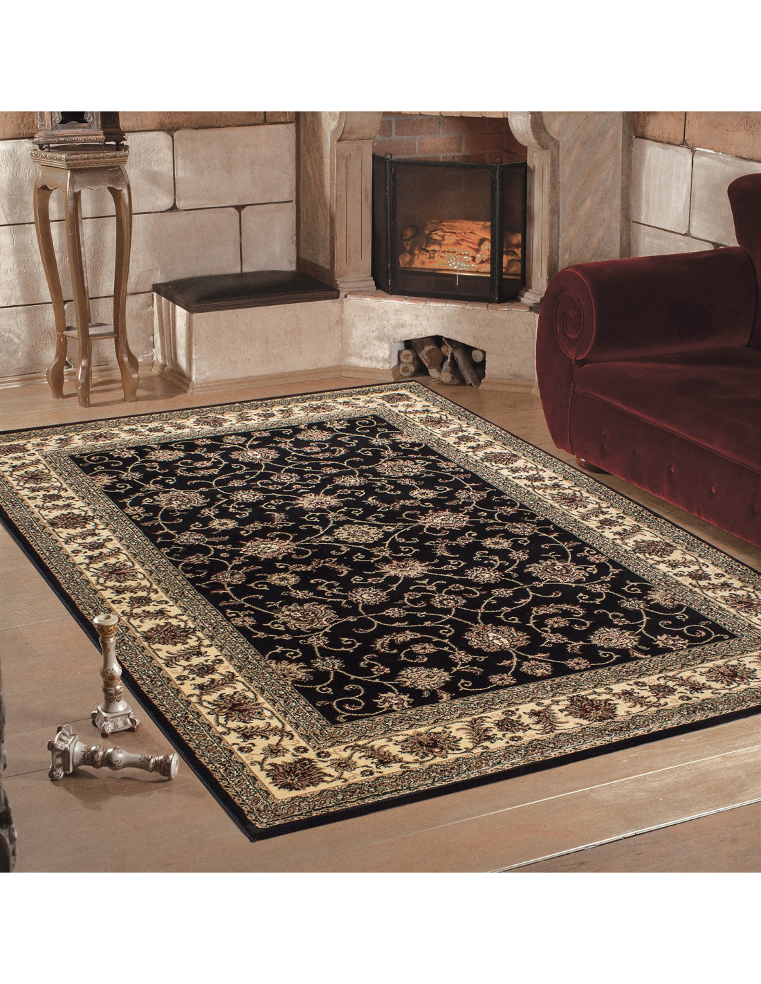 Classic oriental living room rug Marrakesh 0210 black