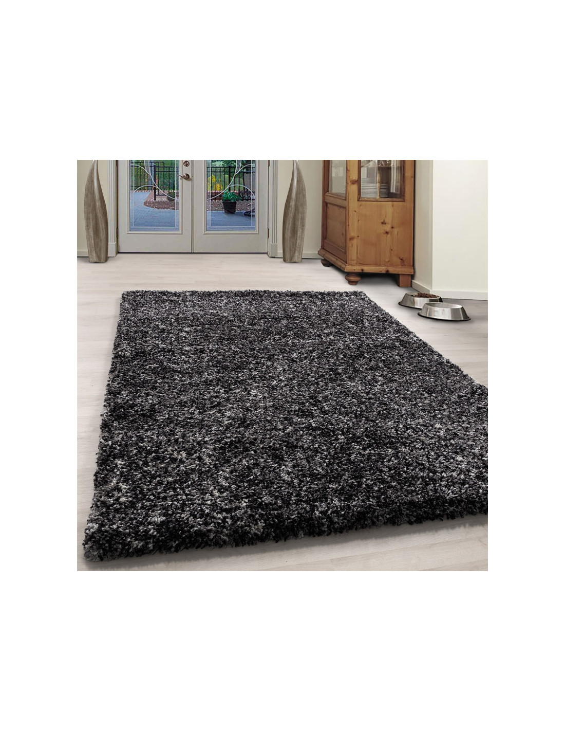 Sala de estar alfombra lanuda de alta calidad pelo largo pelo largo gris blanco moteado