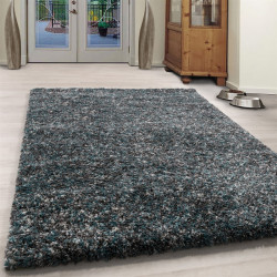 Sala de estar alfombra lanuda de alta calidad de pelo profundo azul gris blanco moteado