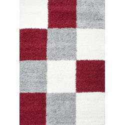 Shaggy Shaggy Carpet Checkered Red White Gray
