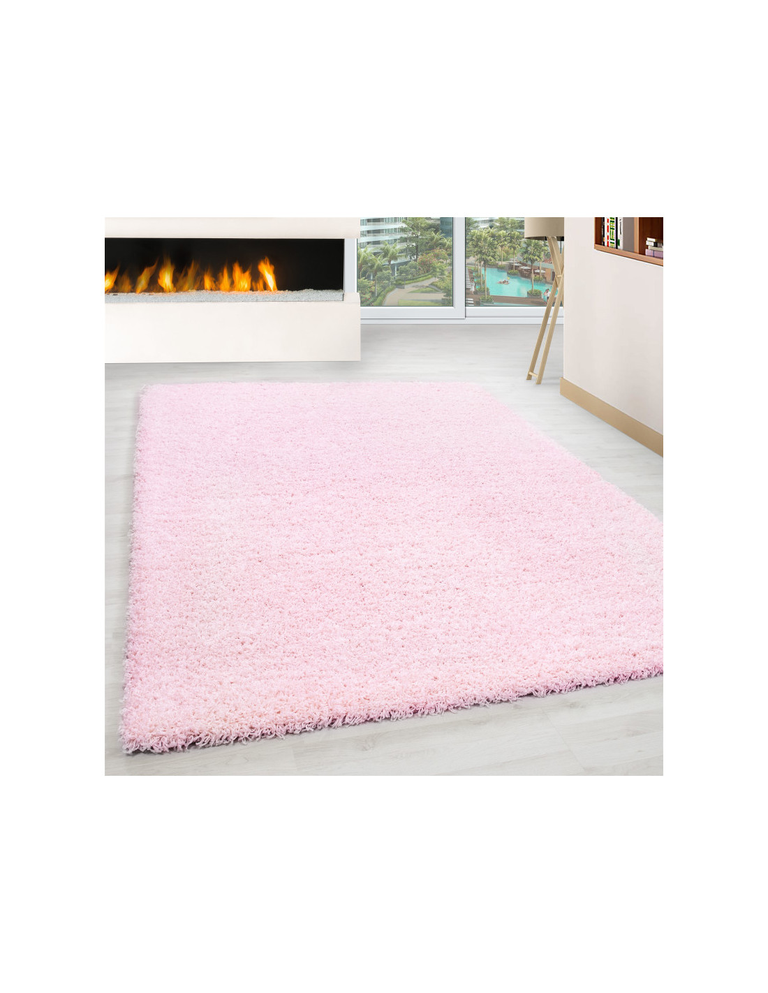 Shaggy matta, lugghöjd 3cm, enfärgad rosa