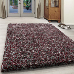 Wohnzimmer Shaggy Teppich Hochwertig Langflor Hochflor Rot Weiß Grau Meliert