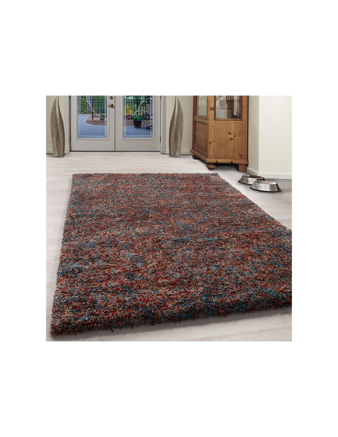 Living room shaggy carpet high quality long pile deep pile terra blue beige mottled