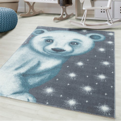 Children's carpet Children's room carpet 3D motif polar bear blue