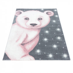 Children's carpet Children's room carpet 3D motif polar bear pink