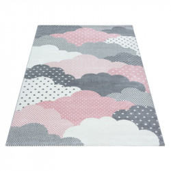 Children's carpet Children's room carpet 3D clouds motif pink gray white