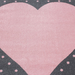 Children's carpet Children's room carpet 3D heart motif pink gray