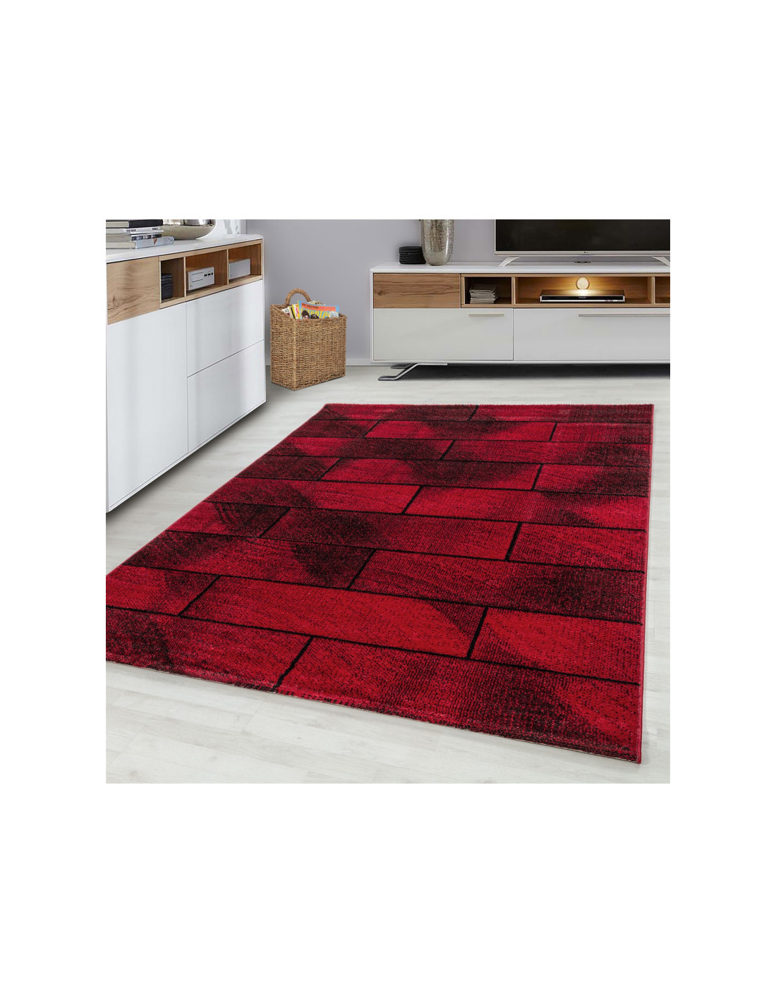 Moderner,Designer  Wohnzimmer Teppich Rot