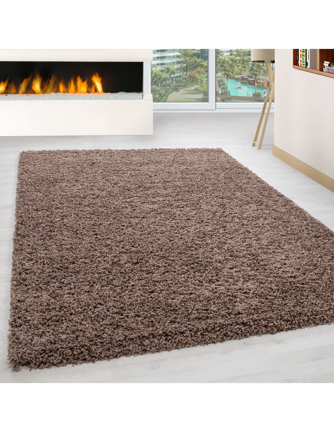 Hoogpolig tapijt, poolhoogte 3 cm, effen mokka