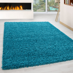 Shaggy carpet, pile height 3cm, plain turquoise
