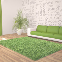 Deep pile long pile living room DREAM Shaggy rug uni color pile height 5cm green