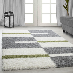Hoogpolig tapijt, poolhoogte 3 cm, grijs-wit-groen