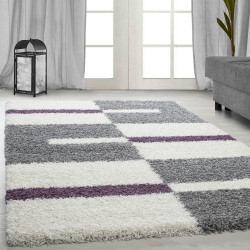Hoogpolig tapijt, poolhoogte 3 cm, grijs-wit-paars