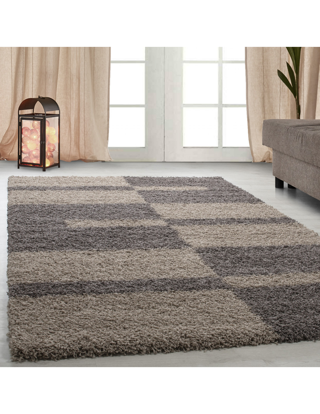 Deep pile long pile living room GALA Shaggy carpet pile height 3cm taupe-beige