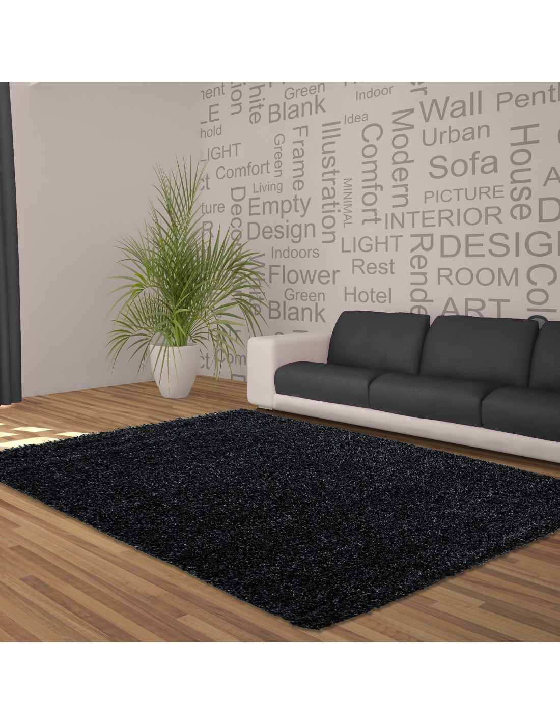 Shaggy carpet, high pile, long pile, living room shaggy, uni-color pile height 5cm, anthracite