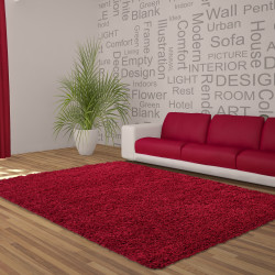 Hoogpolig hoogpolig woonkamer DREAM Shaggy vloerkleed uni kleur poolhoogte 5cm rood