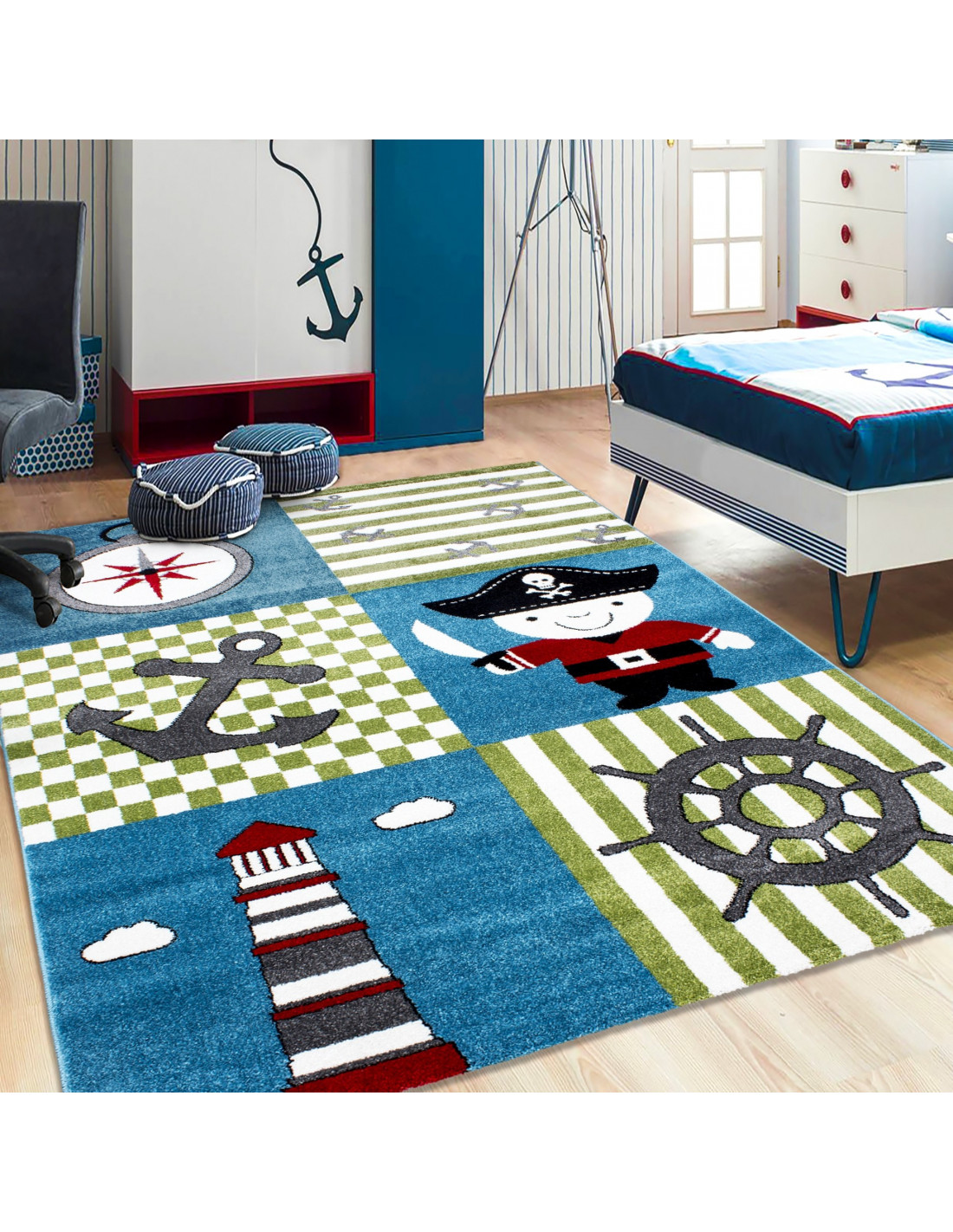 Children's carpet Children's room carpet with motifs pirate ship Kids 0450 Multi