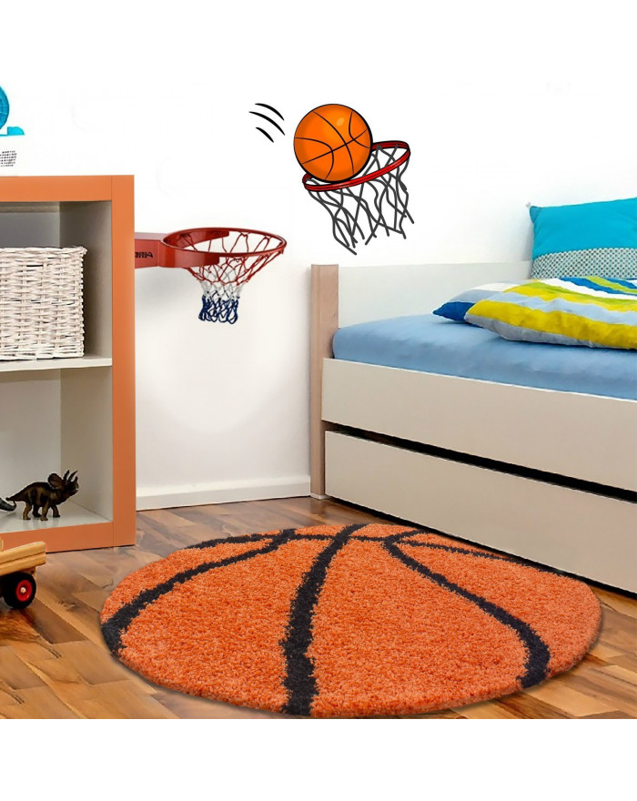 Tappeto per bambini per camerette da basket a forma di tappeto a pelo lungo  arancione-nero