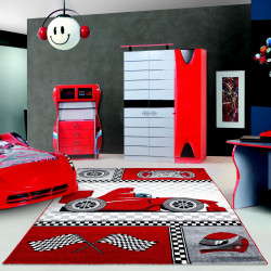 Children's carpet children's room carpet with motifs Formula 1 racing car Kids 0460 red
