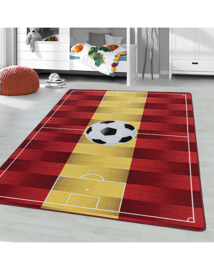 Laagpolig tapijt, kindertapijt, kinderkamer, voetbal, Spanje, geel