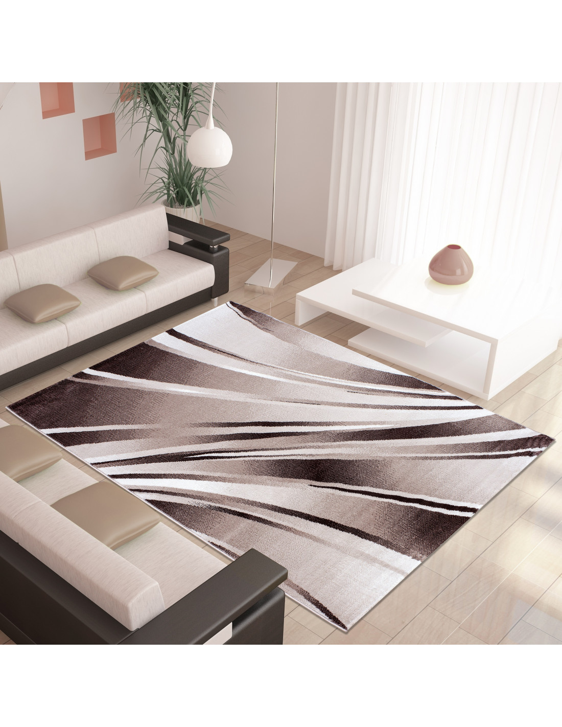 Modern designer living room rug Parma 9210 brown