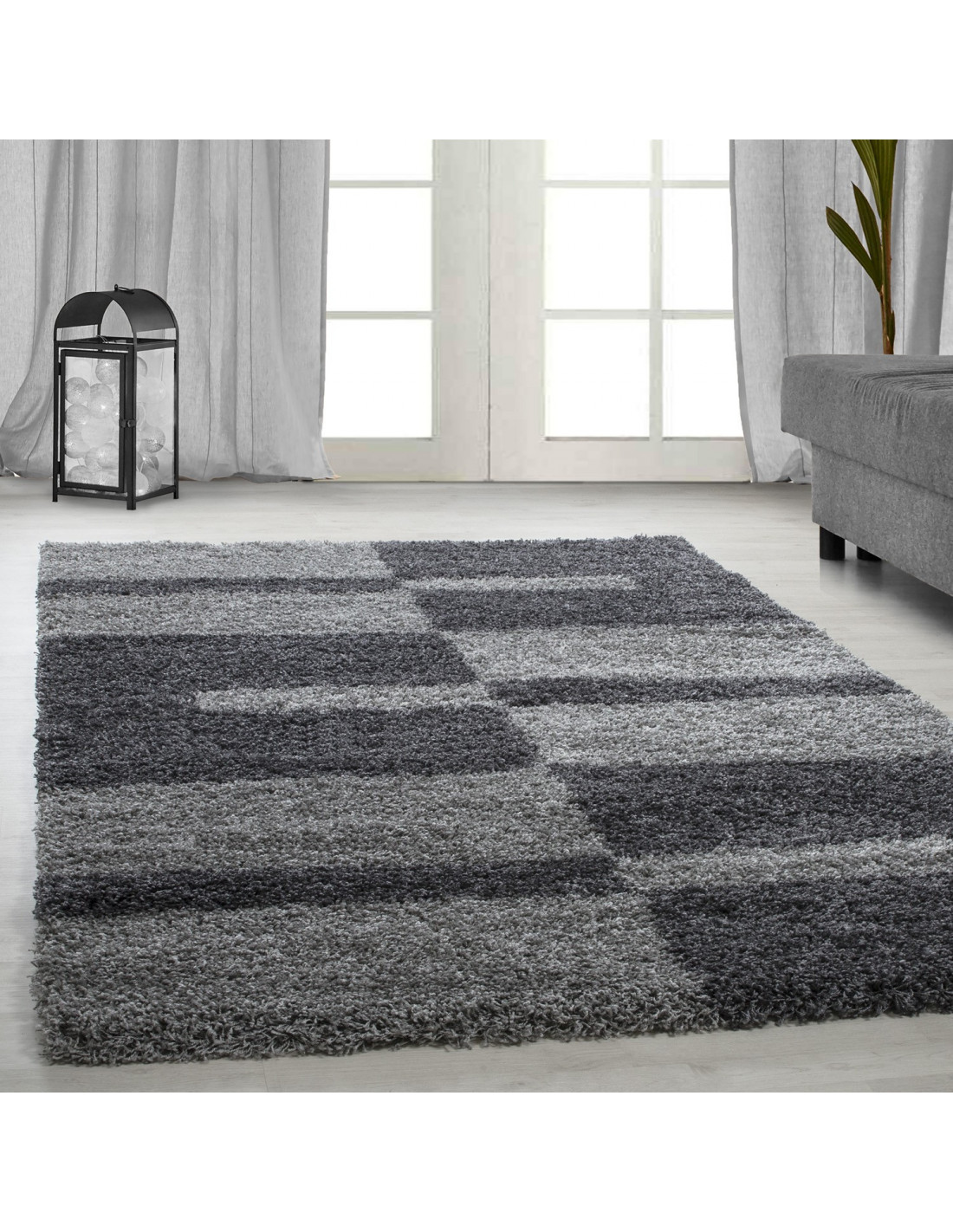 Deep pile long pile living room GALA Shaggy carpet pile height 3cm gray-light gray