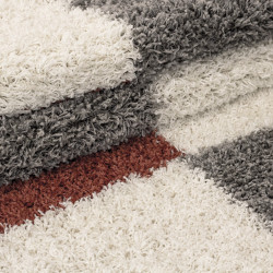Hoogpolig tapijt, poolhoogte 3 cm, grijs-wit-terracotta