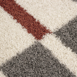 Hoogpolig tapijt, poolhoogte 3 cm, grijs-wit-terracotta
