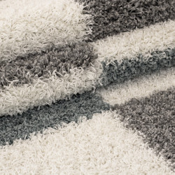 Shaggy carpet, pile height 3cm, gray-white-turquoise