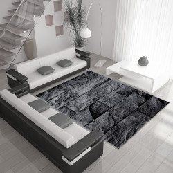 Tappeto da soggiorno moderno di design con motivo pietra PARMA 9250 nero-grigio
