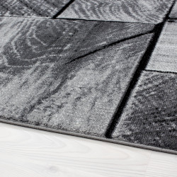 Modern design woonkamertapijt met houtmotief PARMA 9260 zwartgrijs